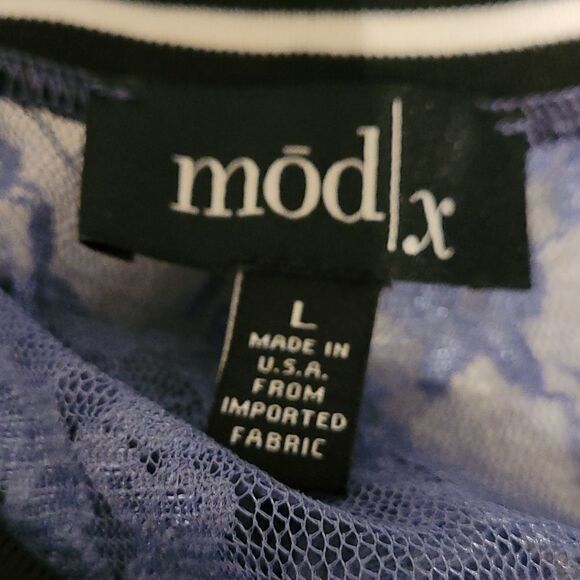 Mod X sheer lace Short sleeve rib knit trimmed midi dress - Picture 6 of 6